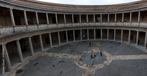 Courtyard of the Palacio de Carlos V in La Alhambra, Granada, Spain