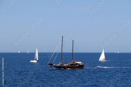 Sailing boat in Croatia. Beautiful Mediterranean landscape.