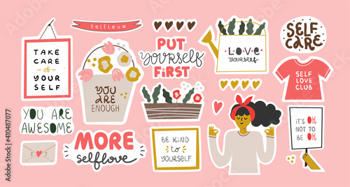 Set of stickers for daily planner, self love.  photo