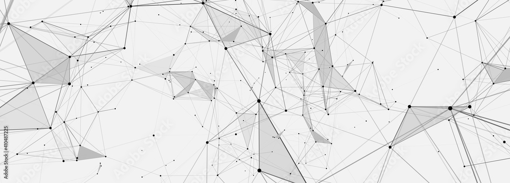 Obraz premium Abstract digital background of points, lines and triangles. Glowing plexus. Big data. Network or connection. Abstract technology science background. 3d vector illustration.