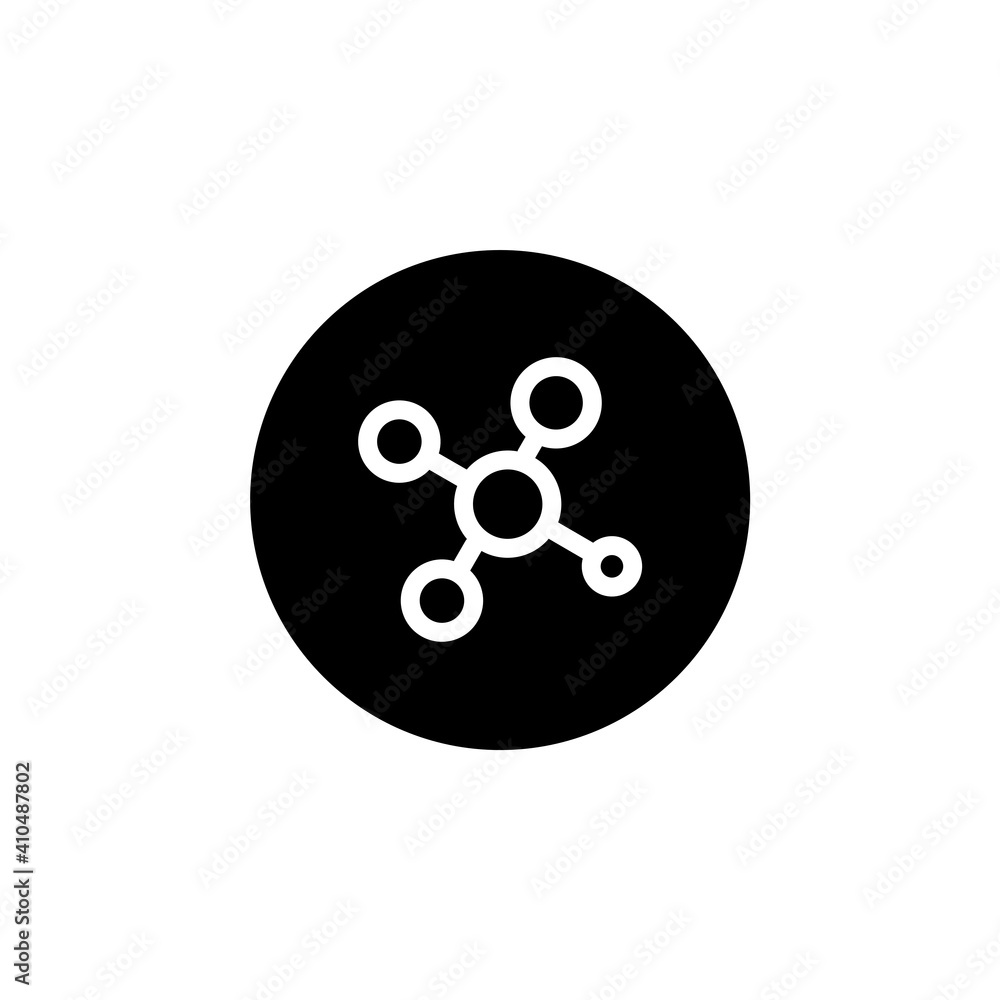 Molecule icon in round black style. Vector