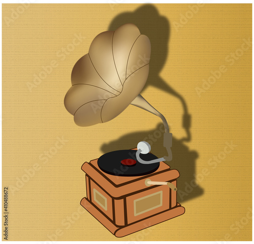 Old gramophone with vintage background