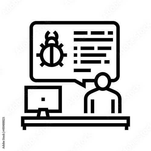 sysadmin information about virus line icon vector. sysadmin information about virus sign. isolated contour symbol black illustration