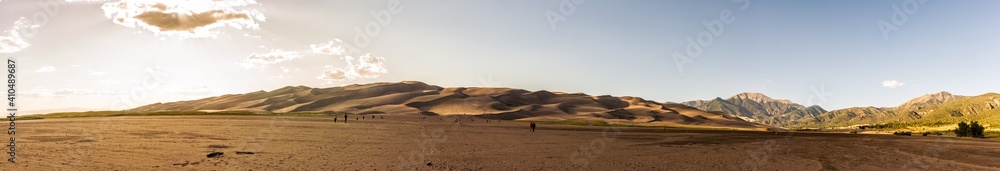 Panorama shot of sand hills in Great Sand Dunes national park in america