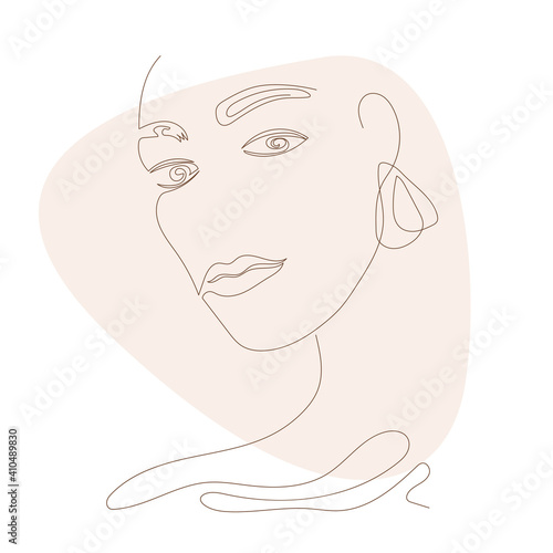 Line art woman portrait. Abstract lineart pattern background for design beauty shop poster, cosmetology product, girls party invitation etc.