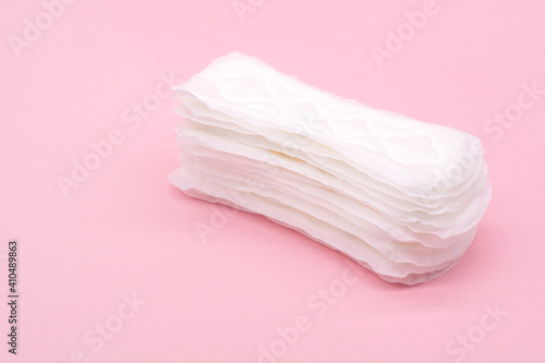 sanitary napkin or sanitary pad for intimate hygiene on a pink background