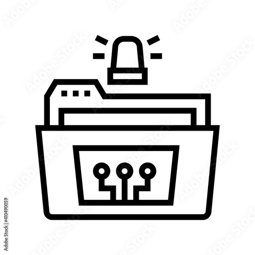 folder with debug report line icon vector. folder with debug report sign. isolated contour symbol black illustration