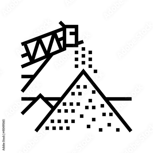 loading stone machine tower line icon vector. loading stone machine tower sign. isolated contour symbol black illustration