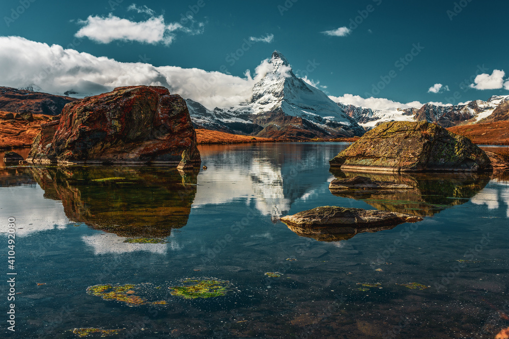 Matterhorn Reflection In The Lake Stellisee Switzerland Landscape Matterhorn Reflection In The Lake Stellisee Switzerland Landscape
