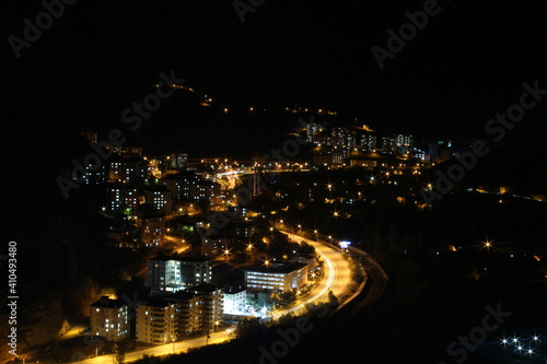 Night in the city of Gumushane Turkey