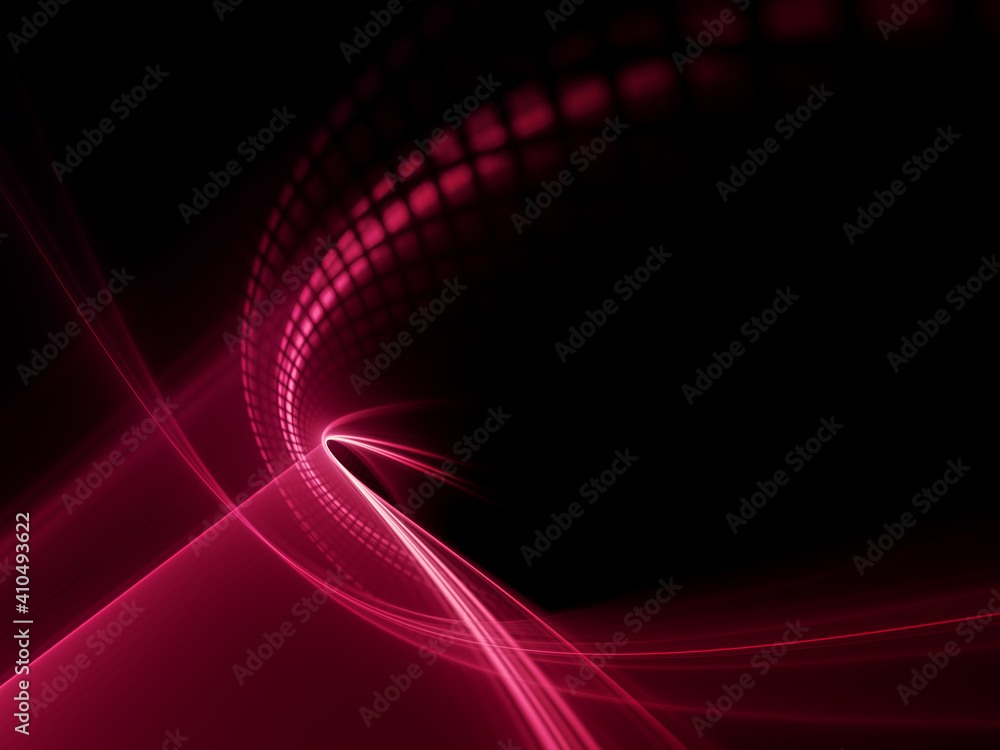 Abstract red and black background. Detailed generative fractal graphics. Technology and science concept.