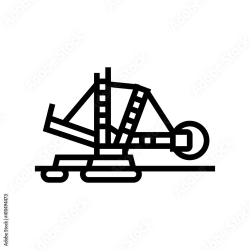 excavator mining stone line icon vector. excavator mining stone sign. isolated contour symbol black illustration