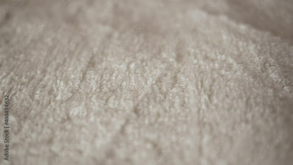 Details of a white terry towel. textile background. Towel texture. super close up video 4k Details of a white terry towel. textile background. Towel texture. super close up video 4k