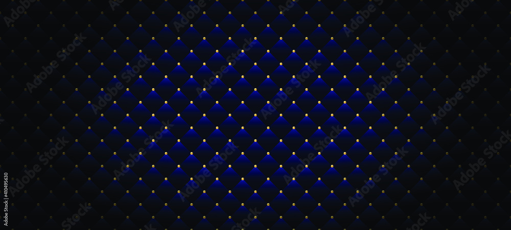 Luxury blue background in retro style with golden beads. Vector illustration. Upholstery background. Luxury blue background in retro style with golden beads. Vector illustration. Upholstery background.