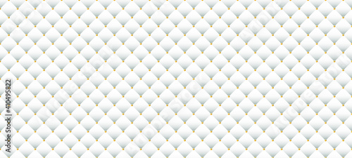 Luxury white background with golden beads. Seamless vector illustration. Upholstery background.