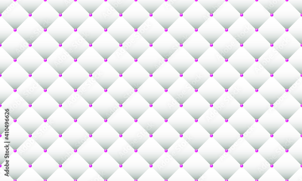 Obraz premium Luxury white background with pink beads. Seamless vector illustration. Upholstery background.