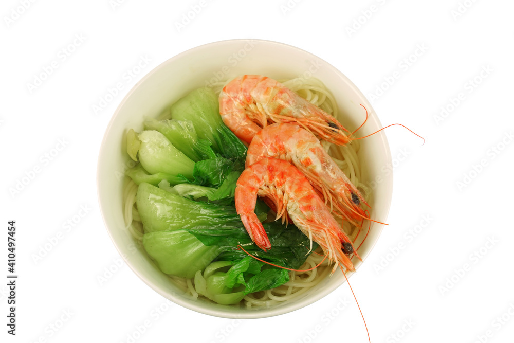 top view of seafood noodle with shrimp and vegetable top view of seafood noodle with shrimp and vegetable