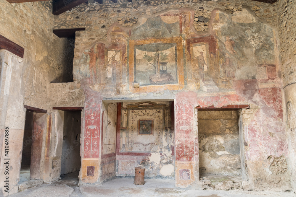 Casa dell'ara massima (House of the Great Altar) in the ancient roman site of Pompeii, near Naples. It was completely destroyed by the eruption of Mount Vesuvius.