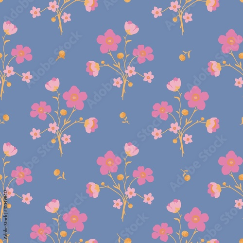 seamless floral pattern small bouquets on gray background, cute wallpaper