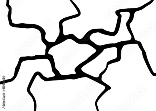 Abstract black lines on a white background in the Japanese kintsugi style. Modern vector background.