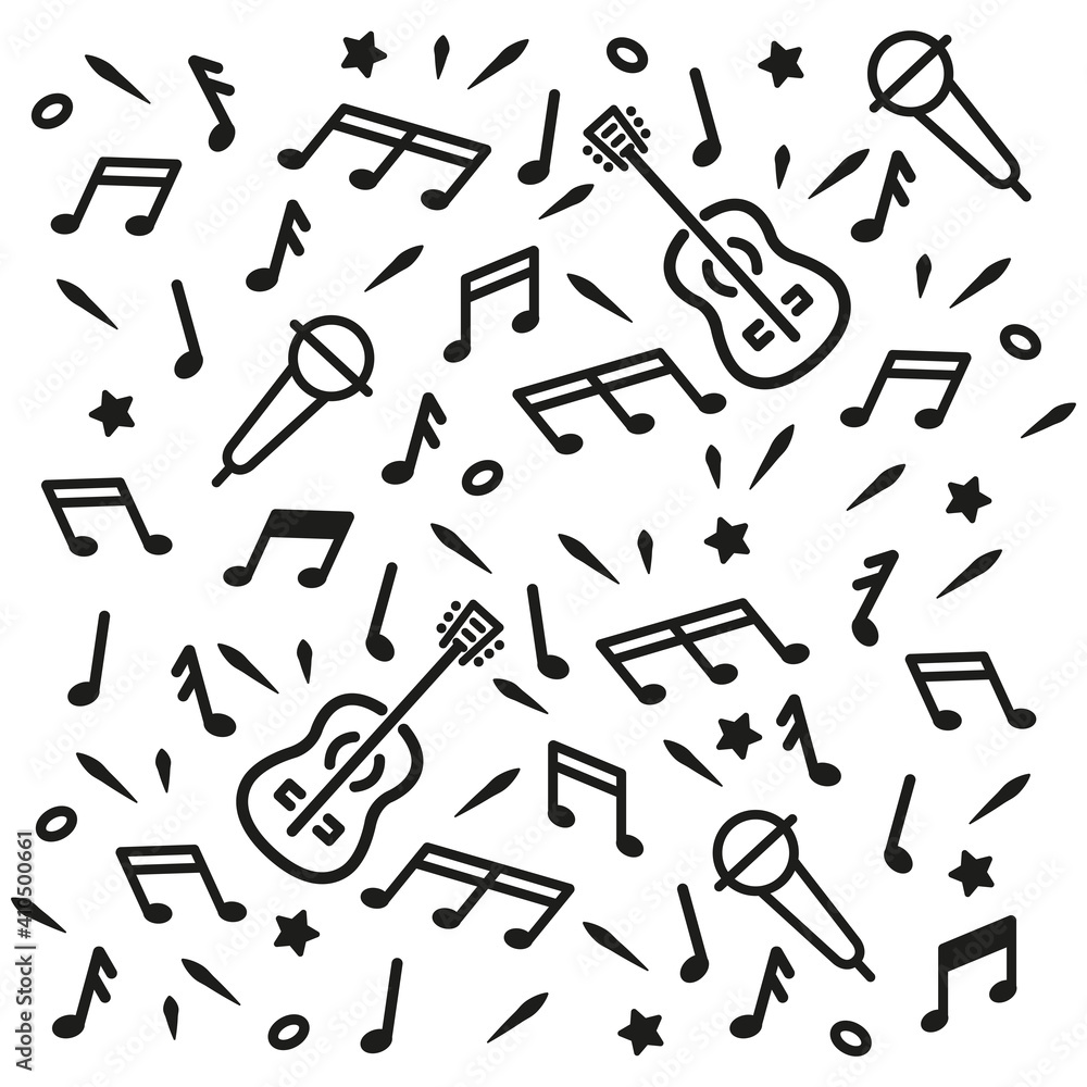 Vector guitar and musical notes Vector guitar and musical notes