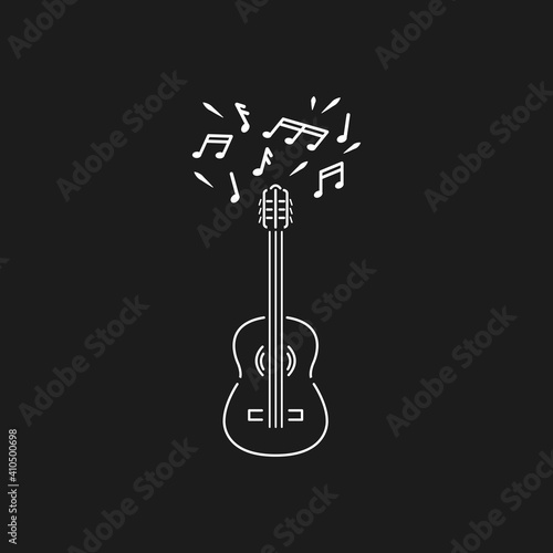 Vector guitar and musical notes