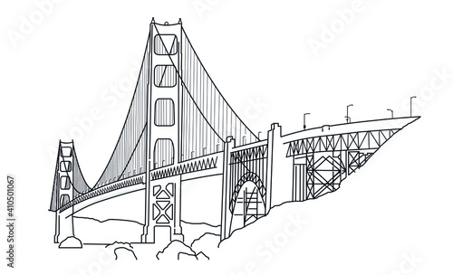 LINEAR ILLUSTRATION OF THE GOLDEN GATE BRIDGE IN SAN FRANCISCO