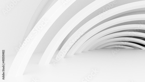 Abstract Architecture Background. 3d Render of White Circular Interior