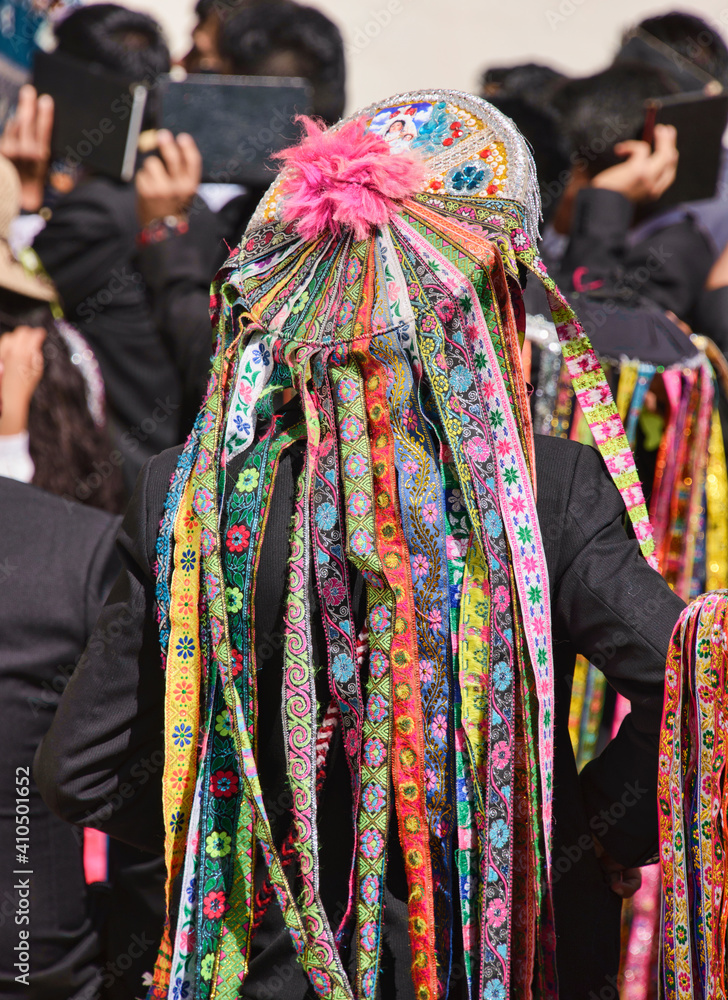 Hats at the wild Virgen del Carmen Festival, held in Pisac and Paucartambo, Peru