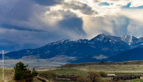 Mountain landscape, snow in the mountains in spring in Montana