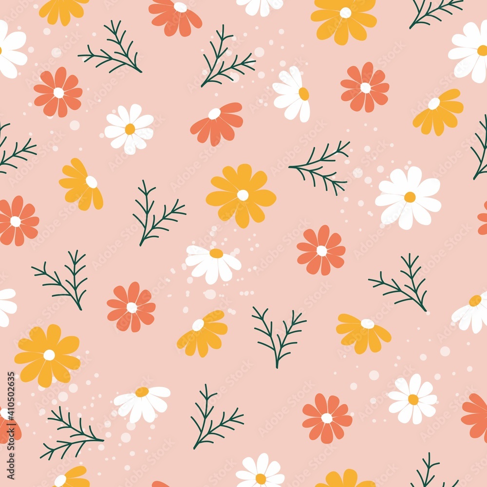 Elegant floral pattern in small white and yellow flowers. Liberty style. Floral seamless background for fashion prints. Ditsy print. Seamless vector texture. Spring flowers.