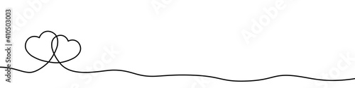 Hand-drawn single thin line hearts
