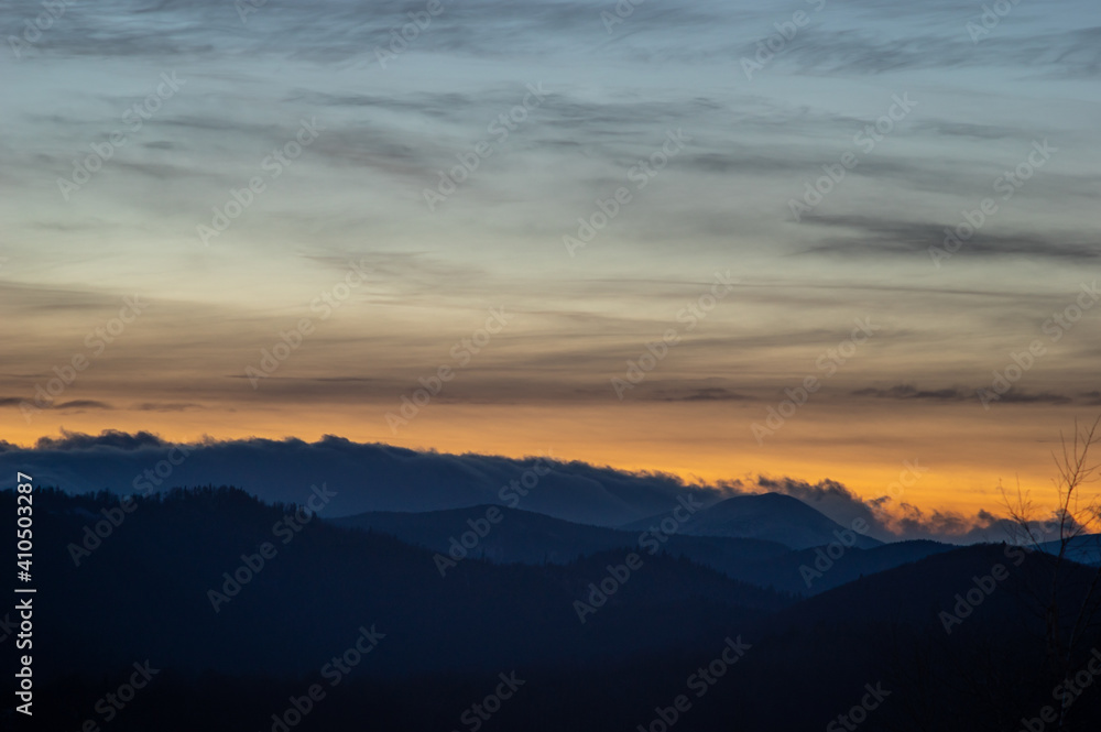 Colorful sky at sunset in the mountains Colorful sky at sunset in the mountains