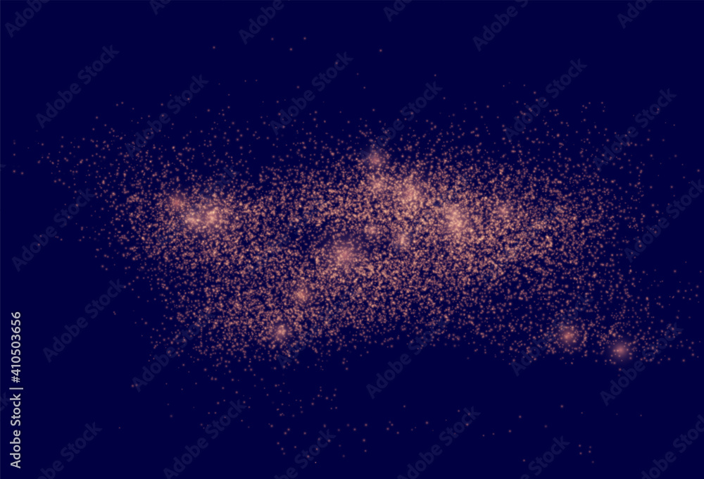 scattered gold powder of copper color. gold stain of spray paint. Vector background illustration