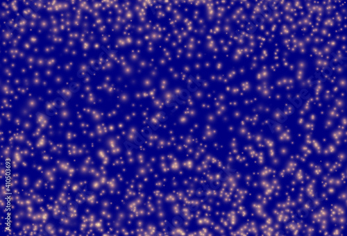 fireflies flying pattern at night and magically glowing. Seamless bright sparks on a blue sky background, resembling snowfall, star constellations. Vector background illustration