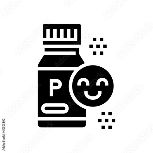 bottle with healthcare probiotics glyph icon vector. bottle with healthcare probiotics sign. isolated contour symbol black illustration