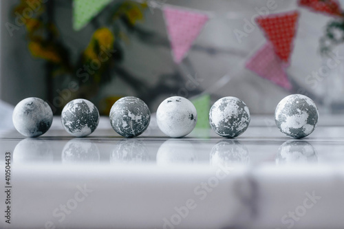 Marble Easter Eggs Marble Background. Gray. Happy Easter.