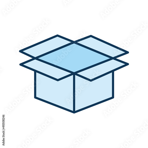 open blue packing box on a white background