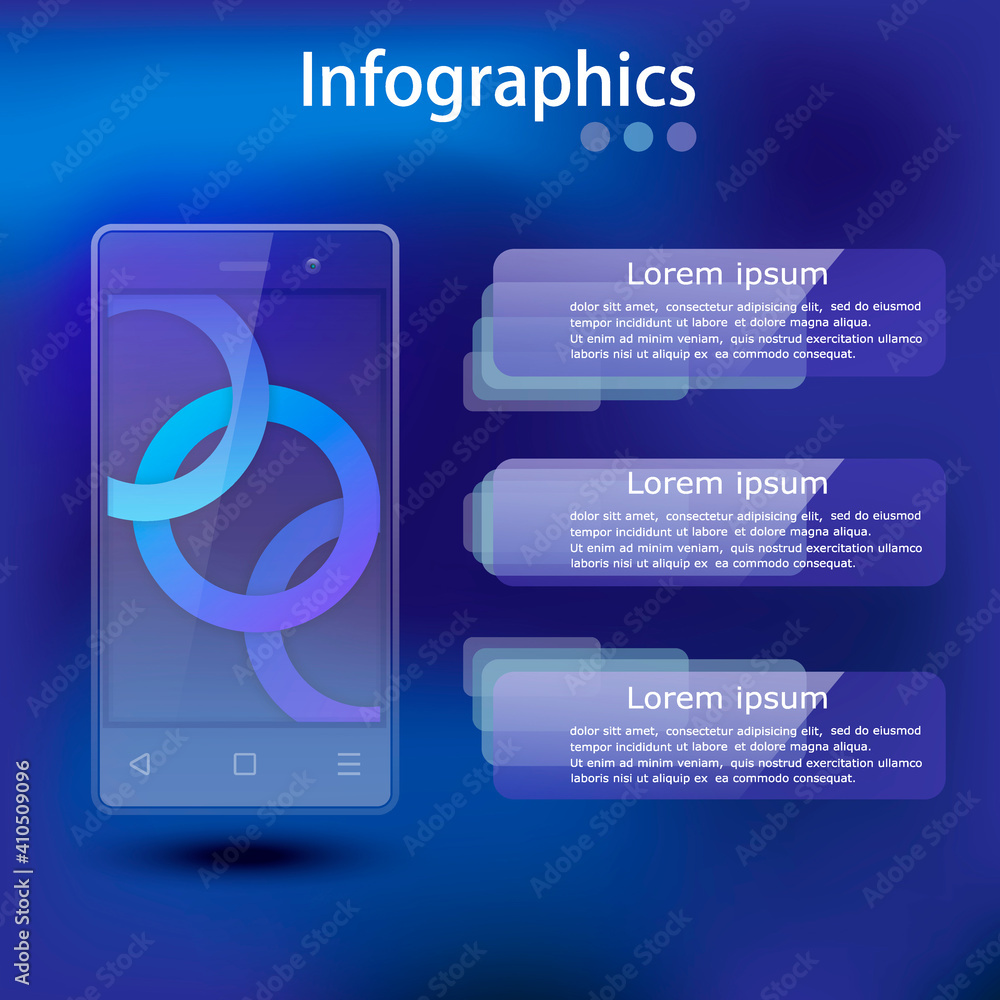 Fototapeta premium Infographics with a smartphone.