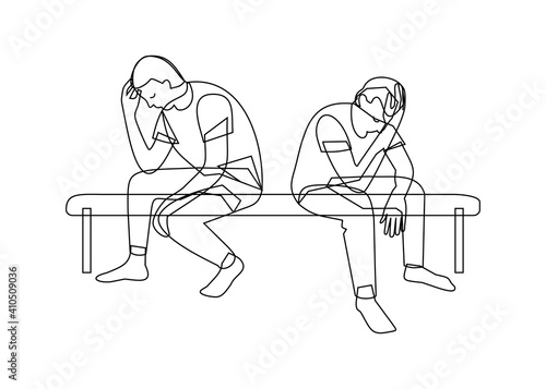 Man sitting posture. Offended and upset people. Psychology of feeling.
