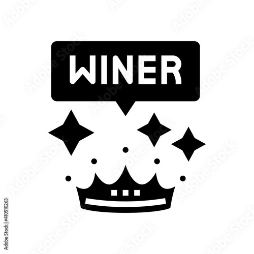 winner crown lotto glyph icon vector. winner crown lotto sign. isolated contour symbol black illustration