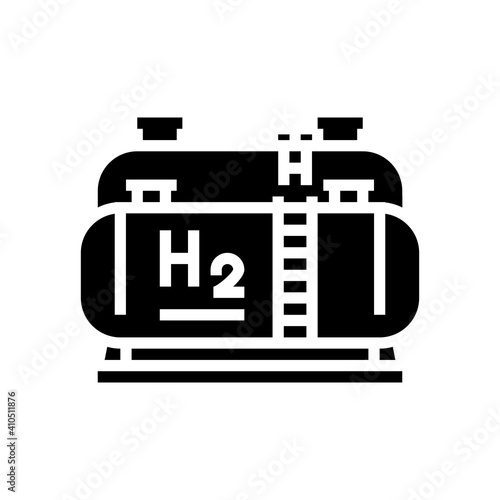 tank storaging hydrogen glyph icon vector. tank storaging hydrogen sign. isolated contour symbol black illustration