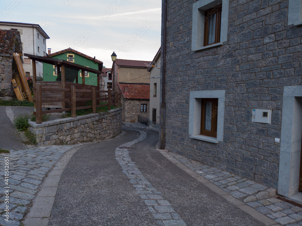 Sotres, Spain September 3, 2020 Views of the streets and houses in