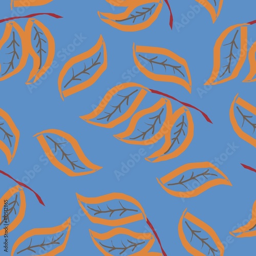 Seamless pattern of orange leaf with small attractive stalk. suitable for background, fashion, etc. 