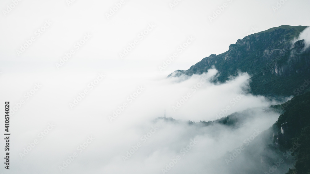 Mountain covered by clouds on top of Wugong Mountain in Jiangxi, China