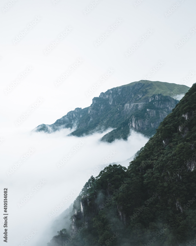 Mountain covered by clouds on top of Wugong Mountain in Jiangxi, China Mountain covered by clouds on top of Wugong Mountain in Jiangxi, China