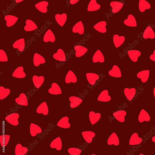 Simple hearts seamless pattern,endless chaotic texture made of tiny heart silhouettes.Valentines,mothers day background.Great for Easter,wedding,scrapbook,gift wrapping paper,textiles.Red on burgundy