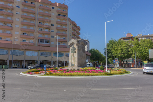 Chaves  Portugal - September 6  2020  The Pra  a da Grande Guerra  Square of the Great War  with a Monument in Homage to the fighters of the First World War.