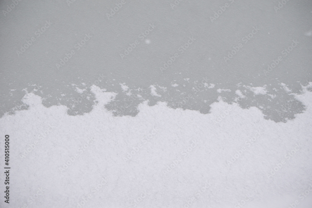 Fototapeta premium Snow Ice Gradient. Edge of a pond.