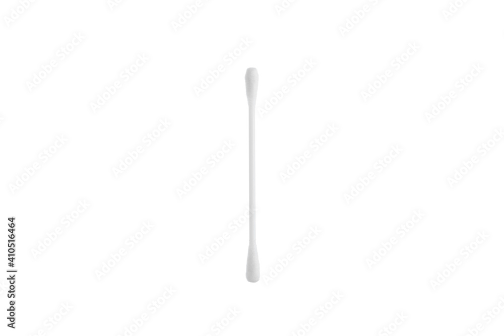 Cotton bud with white straw isolated on white background Cotton bud with white straw isolated on white background